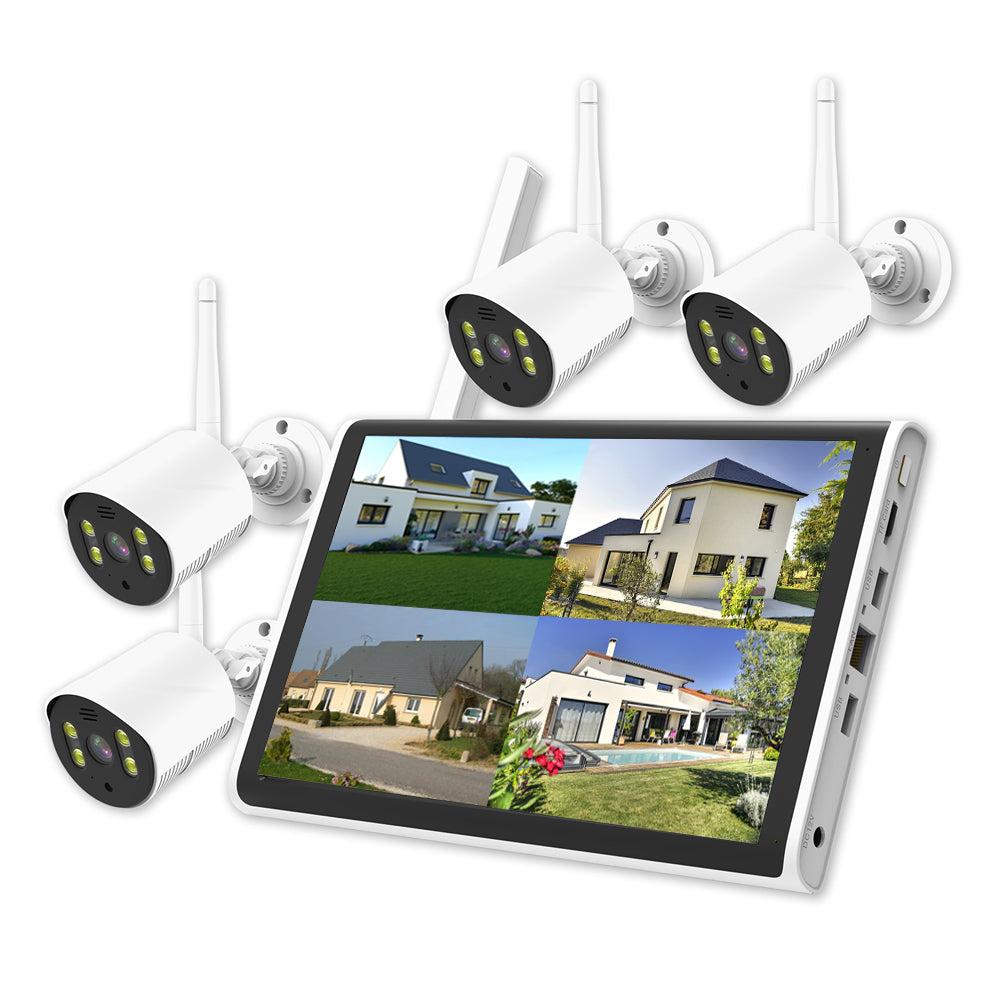 Kit NVR WiFi avec écran 10" + 4 caméras – Compatible Tuya / Smart Life