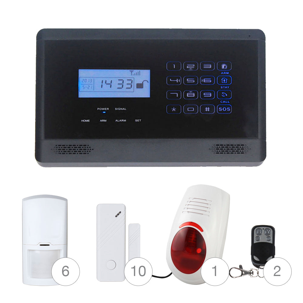 Pack Alarme de Maison GSM Noire avec Écran Tactile K7-02L