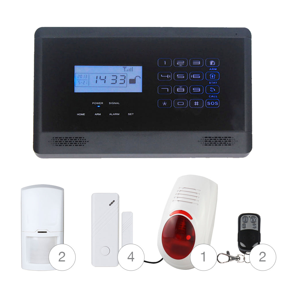 Pack Alarme de Maison GSM Noire avec Écran Tactile K7-02S