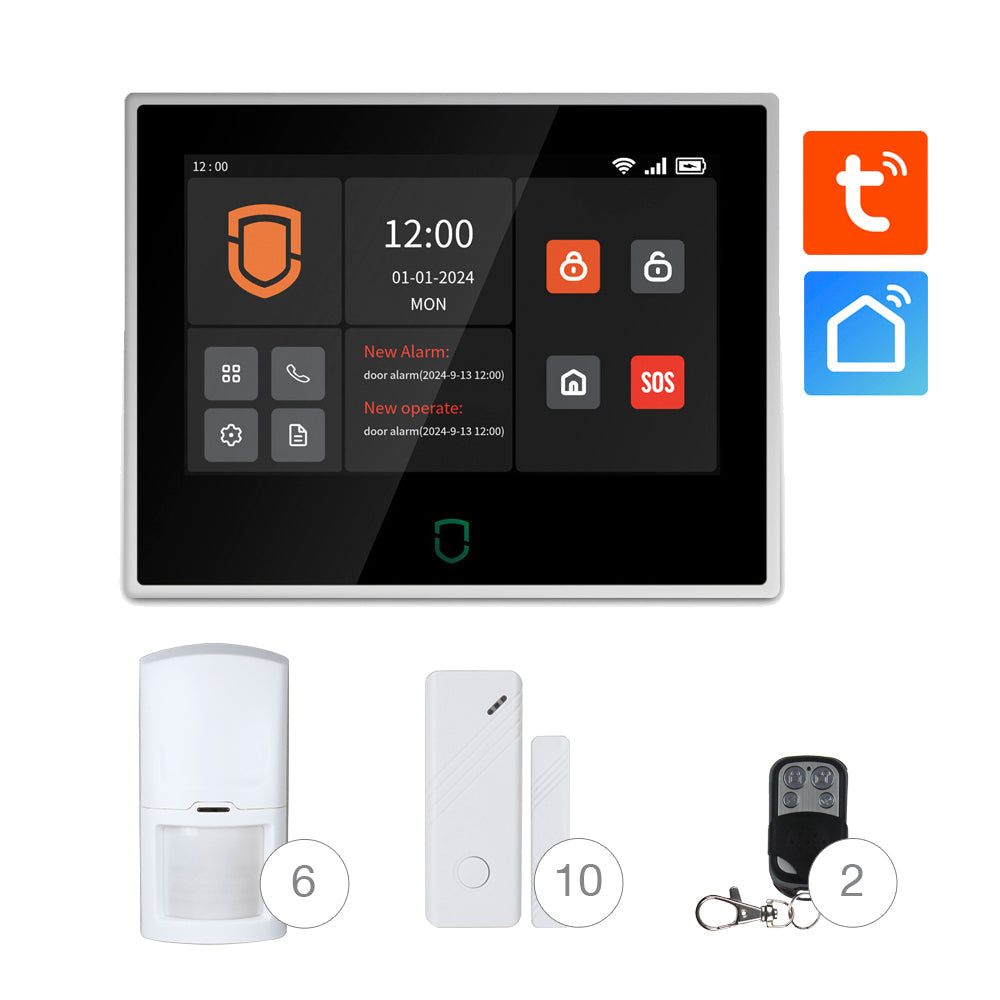 Pack Alarme de Maison GSM & WIFI Écran Tactile 7" Tuya Smartlife KW04-01L
