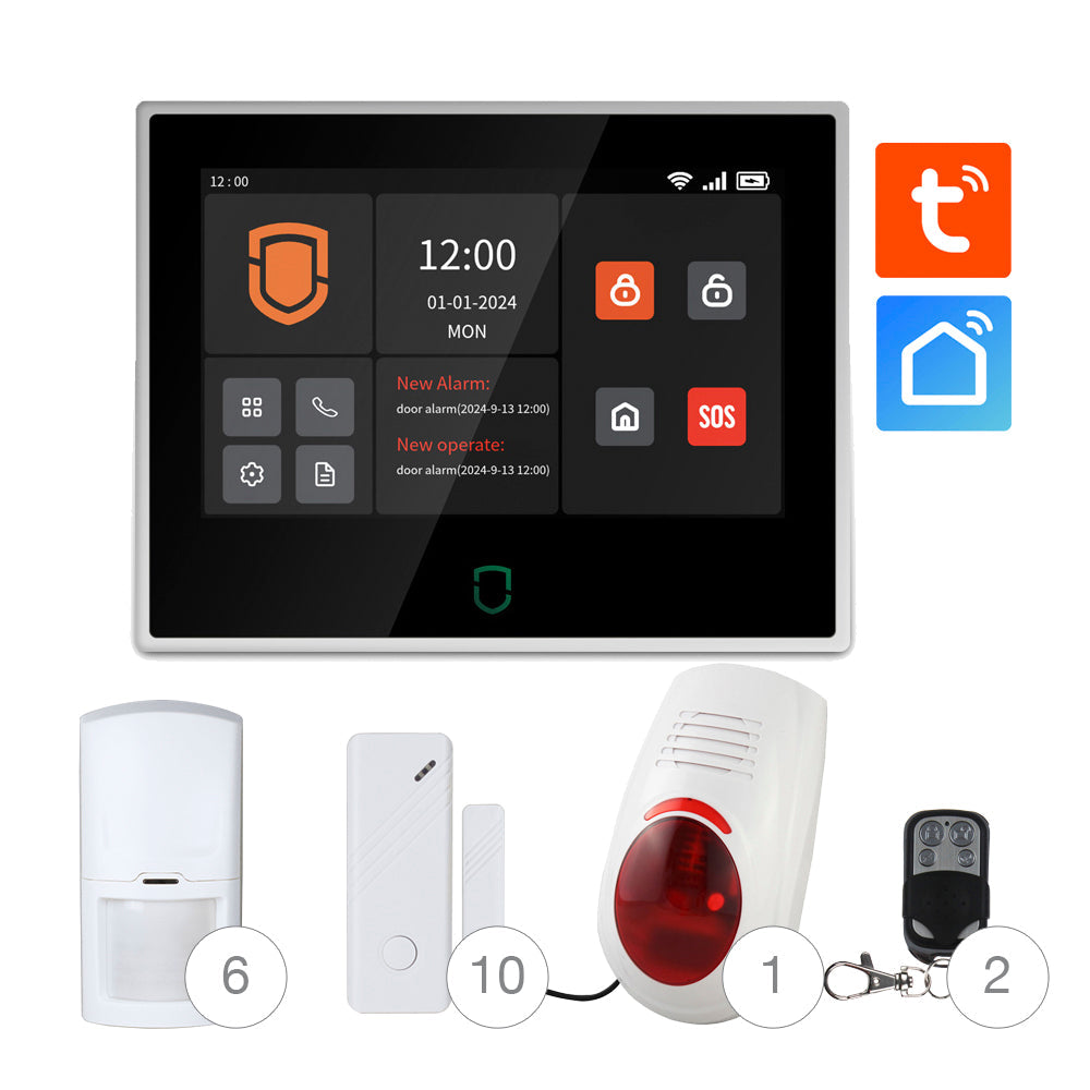 Pack Alarme de Maison GSM & WIFI Écran Tactile 7" Tuya Smartlife KW04-02L
