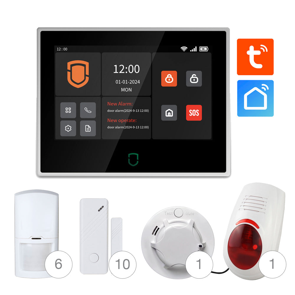 Pack Alarme de Maison GSM & WIFI Écran Tactile 7" Tuya Smartlife KW04-03L