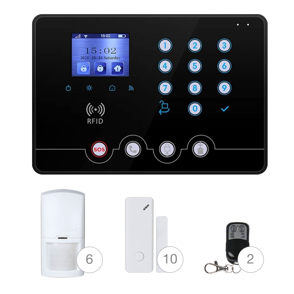 Pack Alarme Maison 4G & WIFI Tuya/Smart Life avec Badges RFID KW06-01L