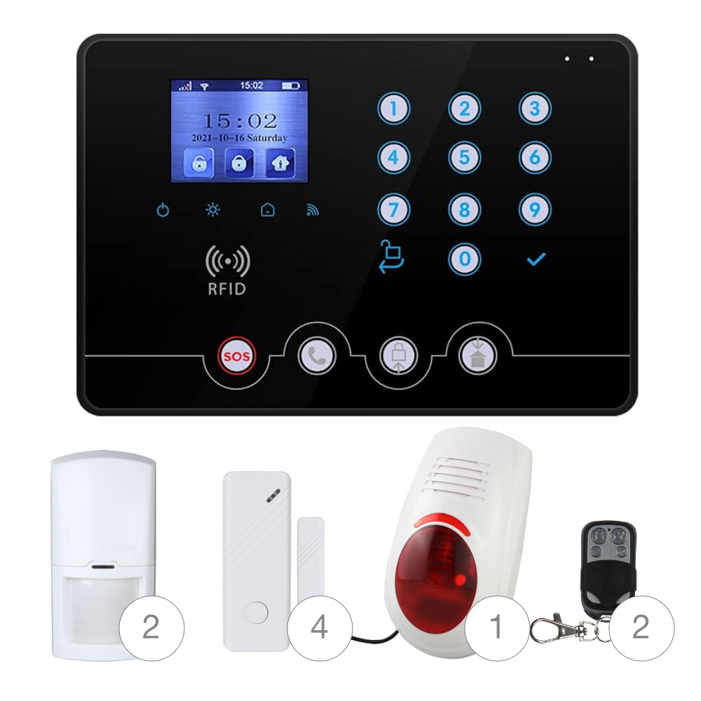 Pack Alarme Maison 4G & WIFI Tuya/Smart Life avec Badges RFID KW06-02S