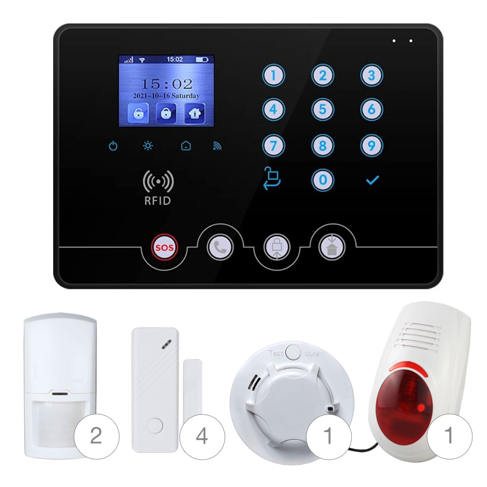Pack Alarme Maison 4G & WIFI Tuya/Smart Life avec Badges RFID KW06-03S