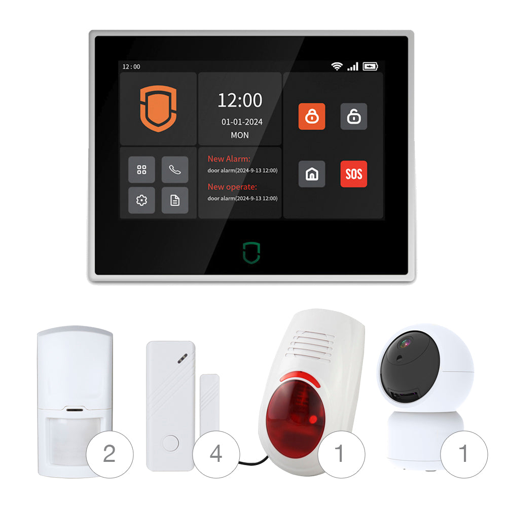 Pack Alarme GSM 4G & WIFI avec Caméra Intérieure WIFI HD- App. Tuya/Smart Life