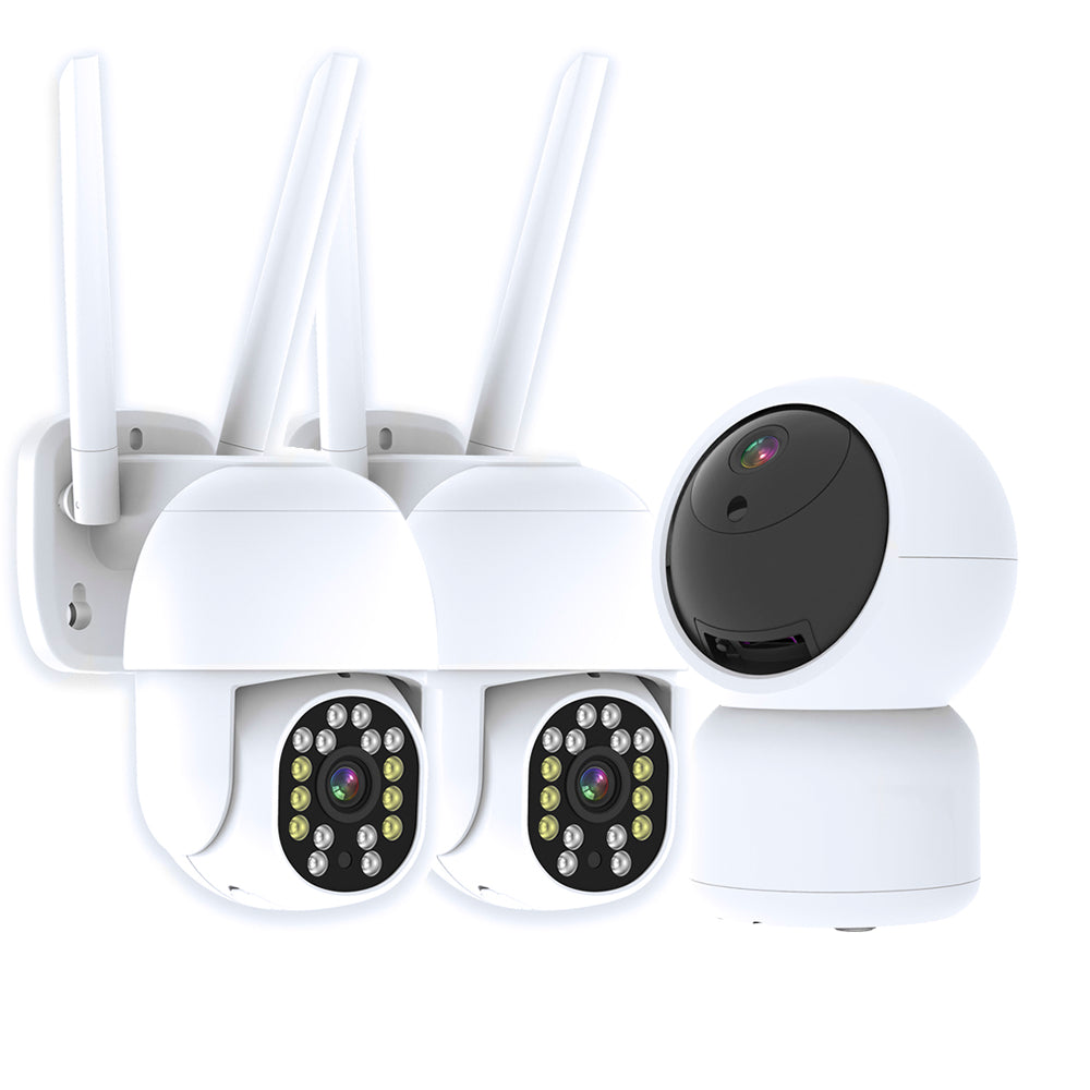 Pack Caméra Intérieure & 2 Caméras Extérieures WIFI HD - Application Tuya/Smat Life
