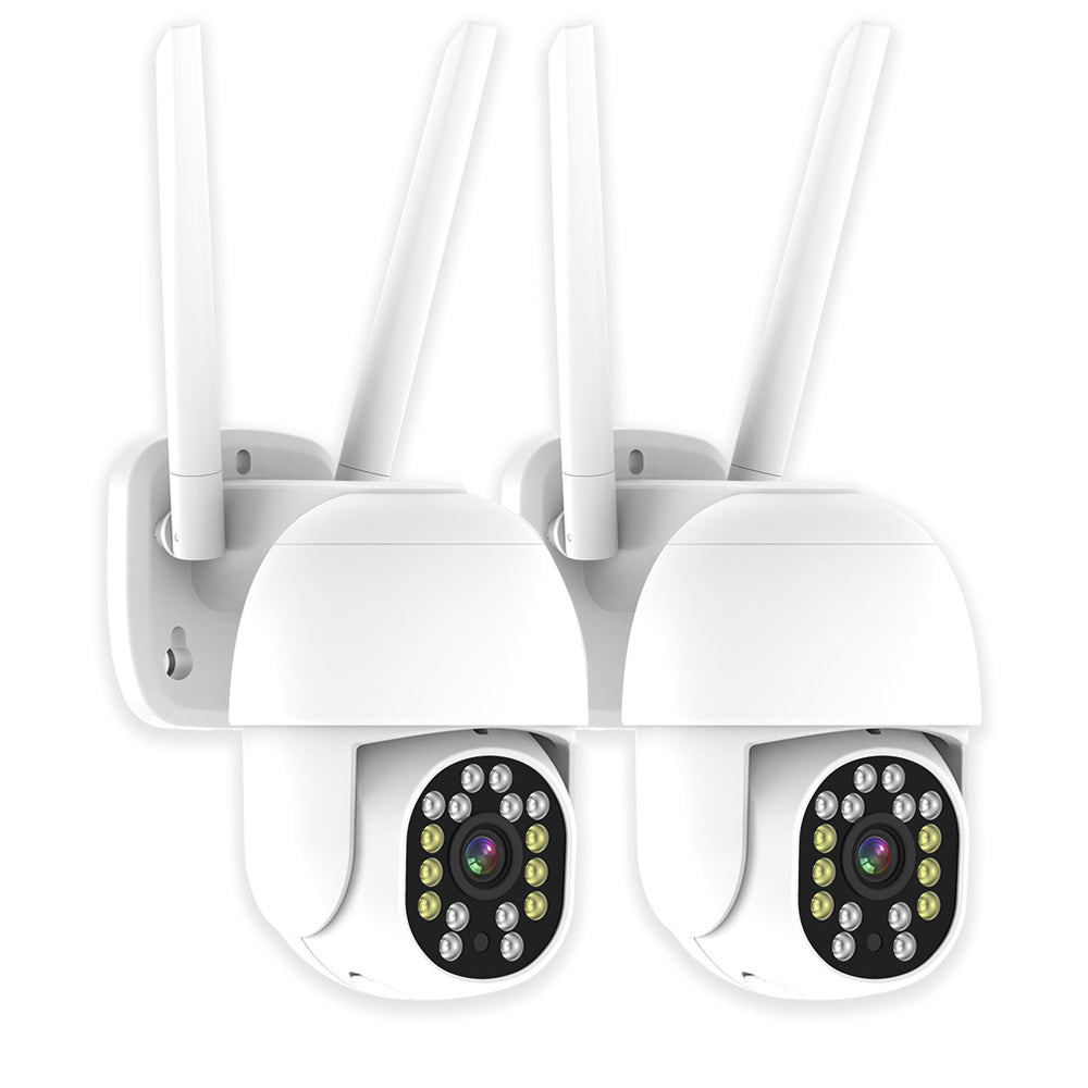 Pack 2 Caméras Dômes Extérieures WIFI HD 4M PTZ - Tuya/Smart Life