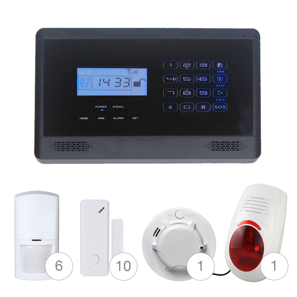 Pack Alarme de Maison GSM Noire avec Écran Tactile K7-03L
